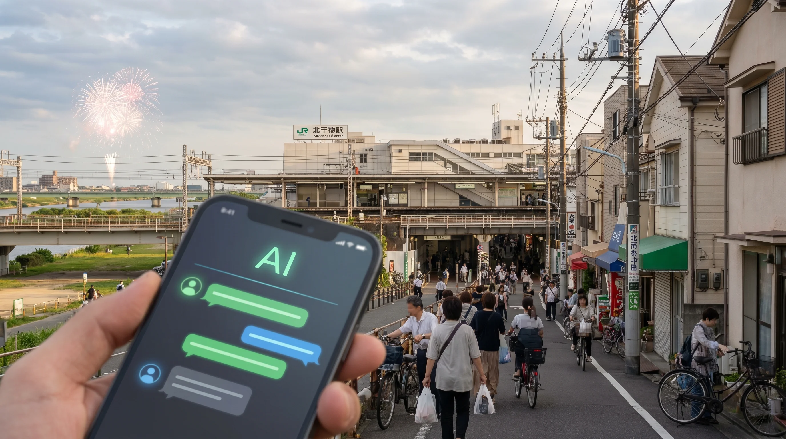 足立区の街並み / 店舗集客のAI検索最適化（AIO）のイメージ