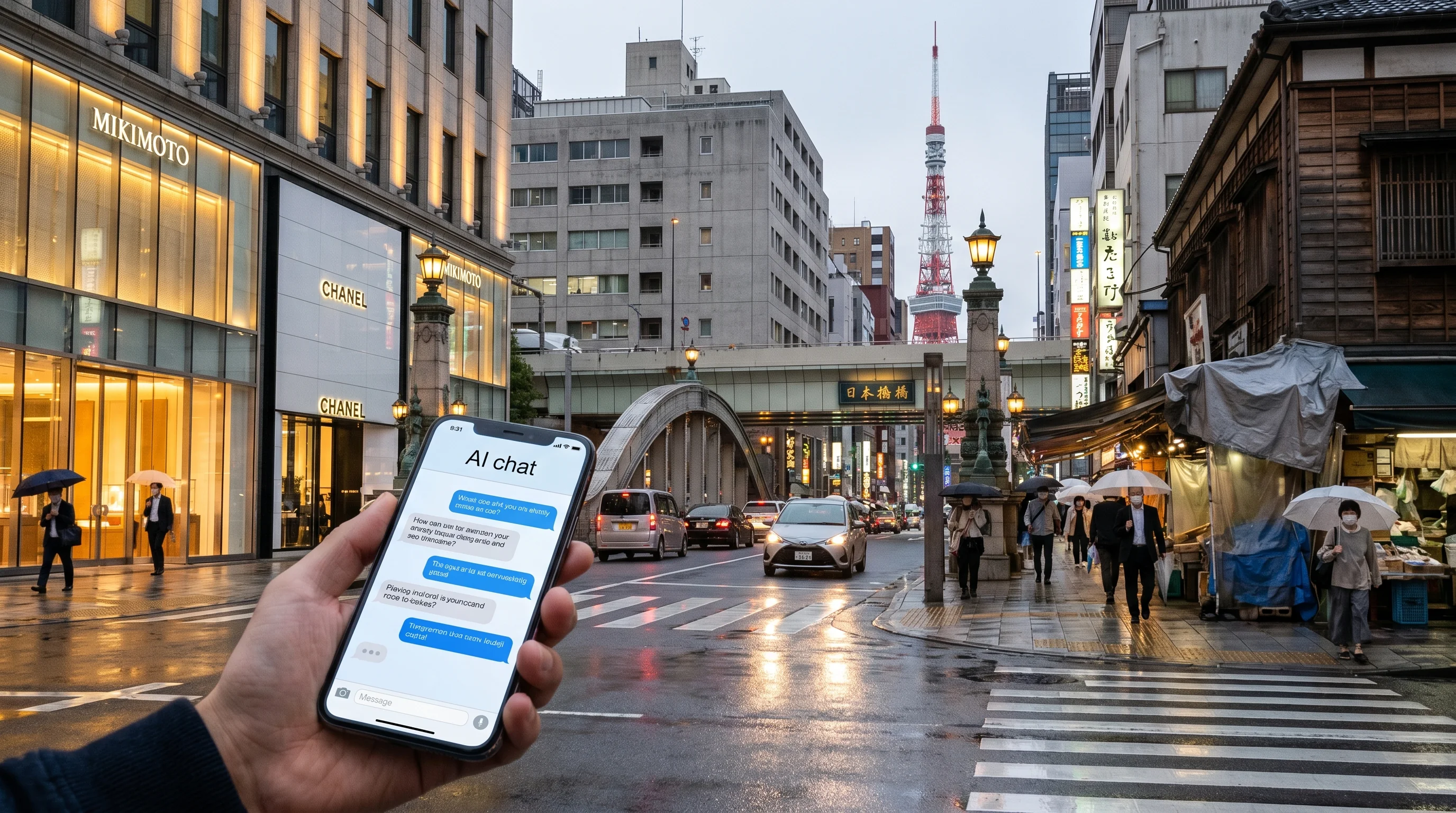 中央区の街並み / 店舗集客のAI検索最適化（AIO）のイメージ