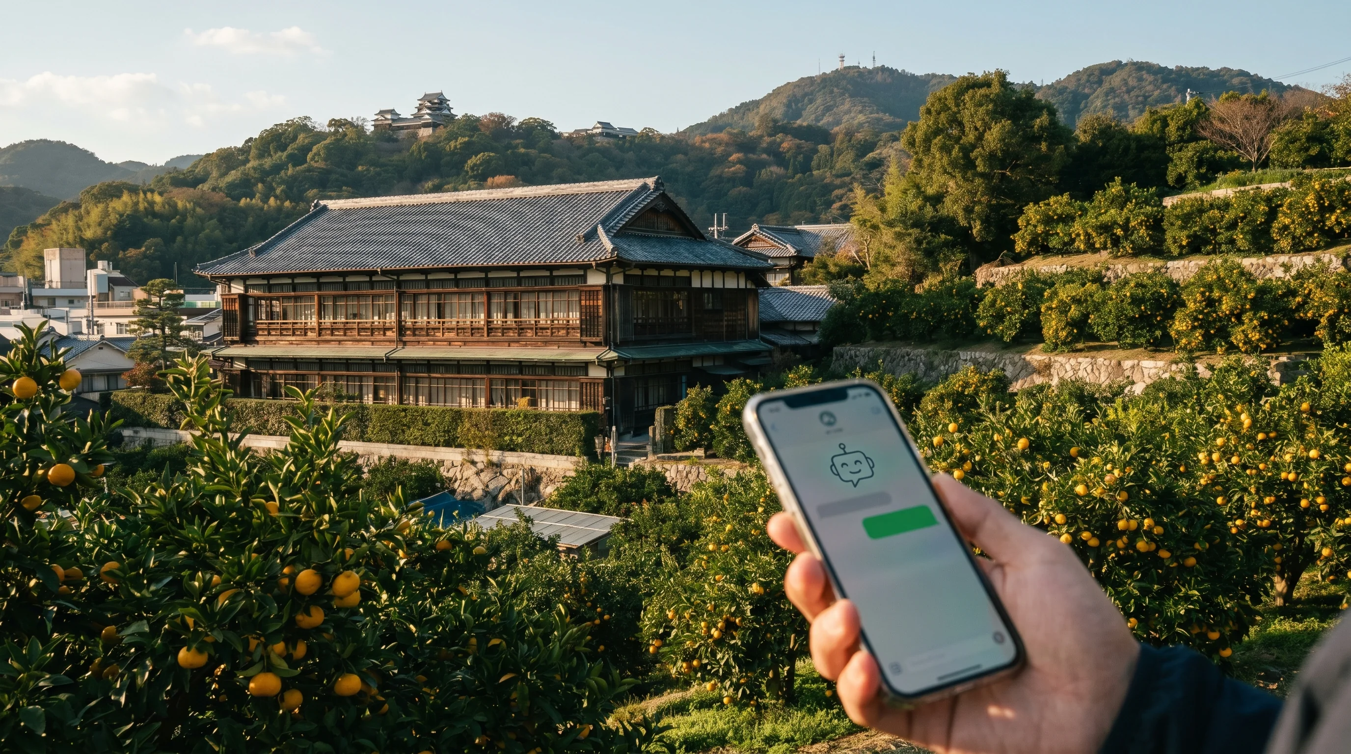 愛媛県の街並み / 店舗集客のAI検索最適化（AIO）のイメージ