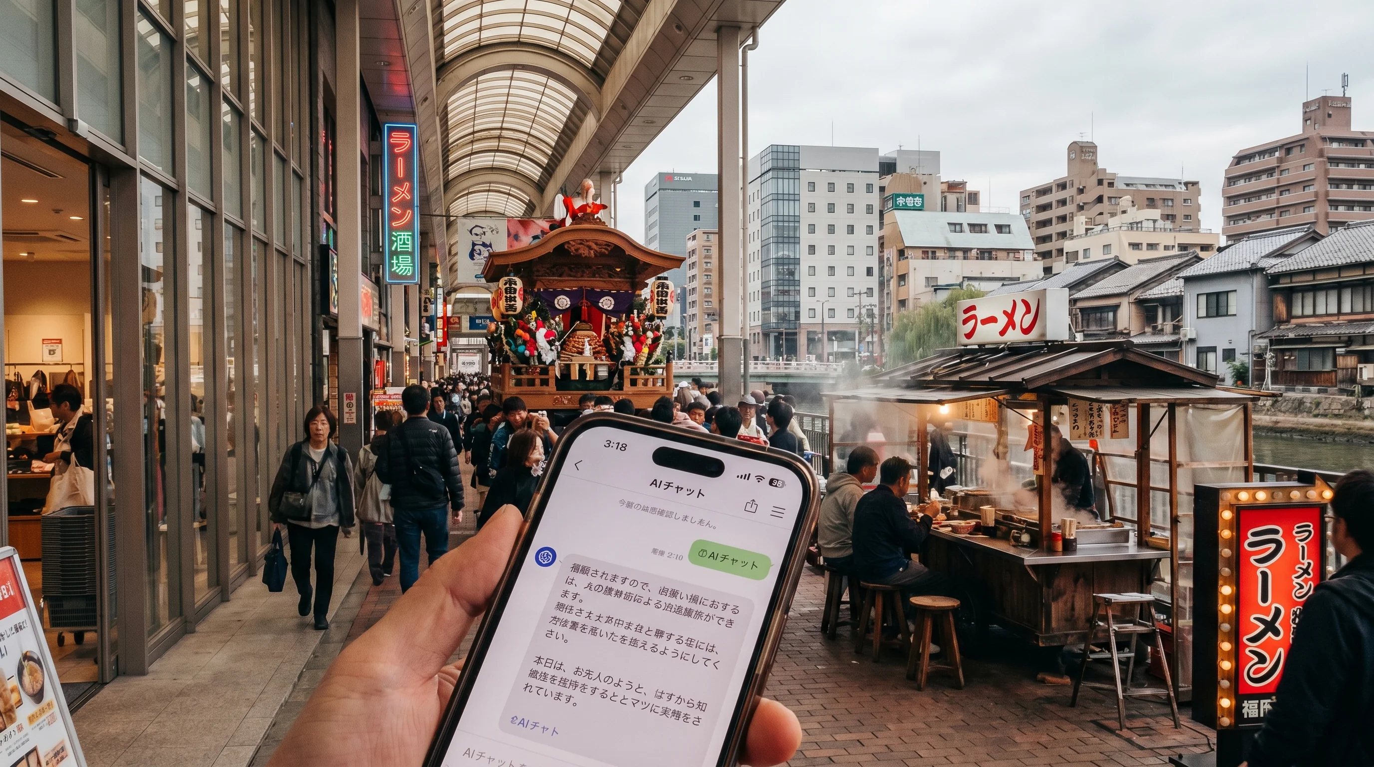 福岡県の街並み / 店舗集客のAI検索最適化（AIO）のイメージ