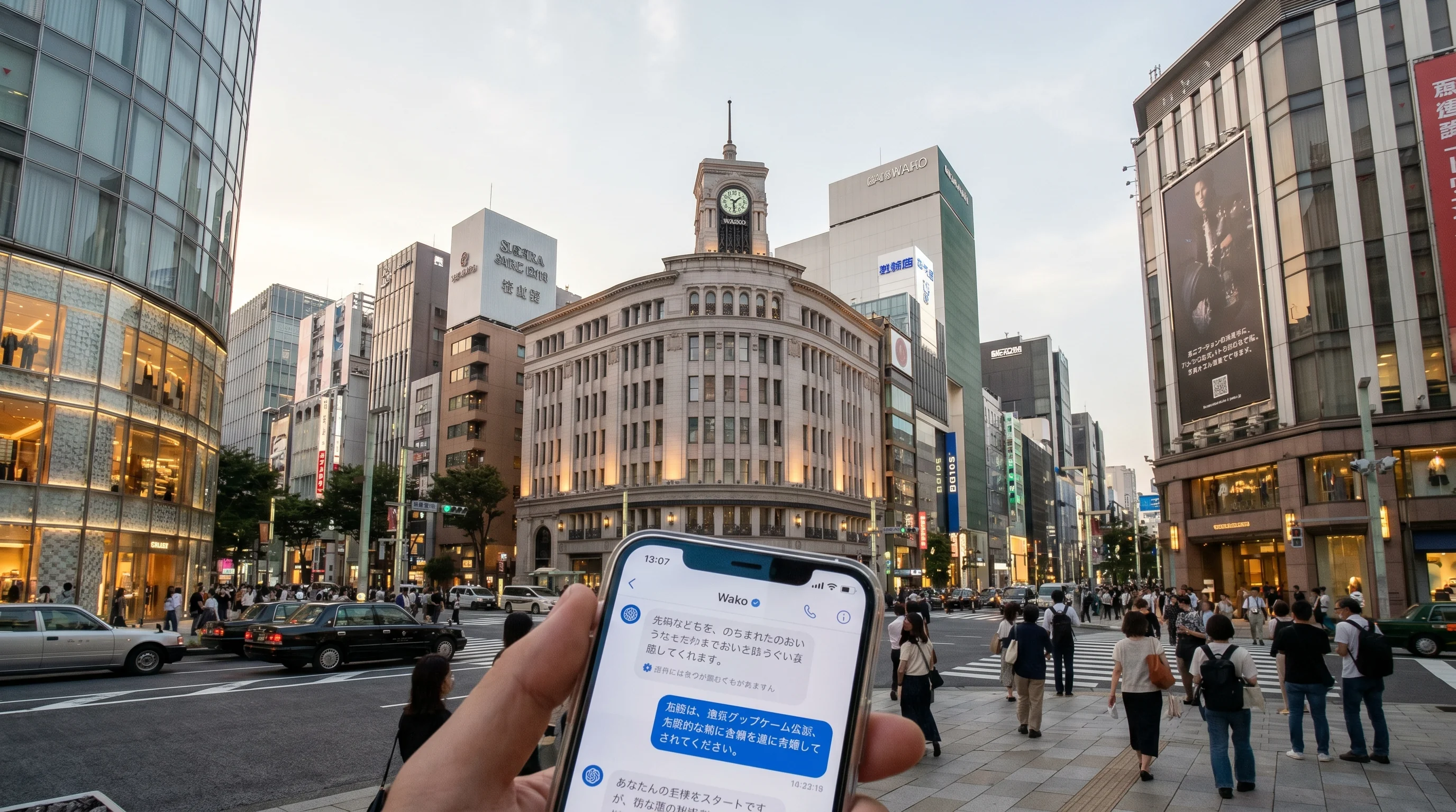 銀座エリアの街並み / 店舗集客のAI検索最適化（AIO）のイメージ