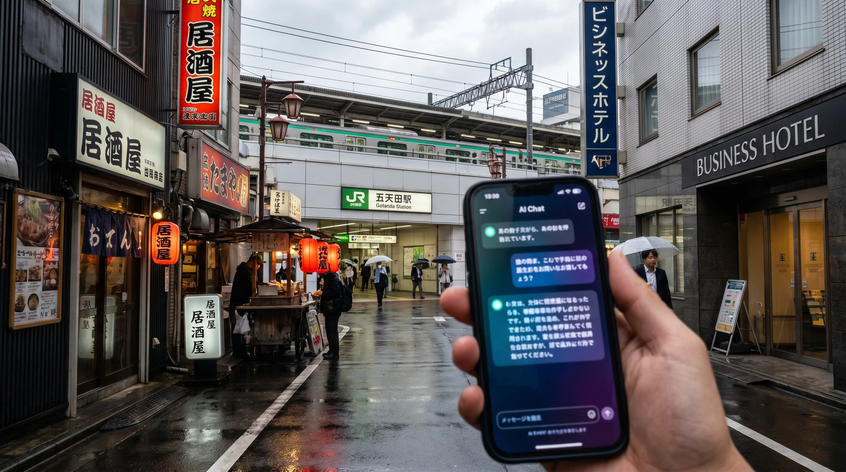 五反田駅の街並み / 店舗集客のAI検索最適化（AIO）のイメージ