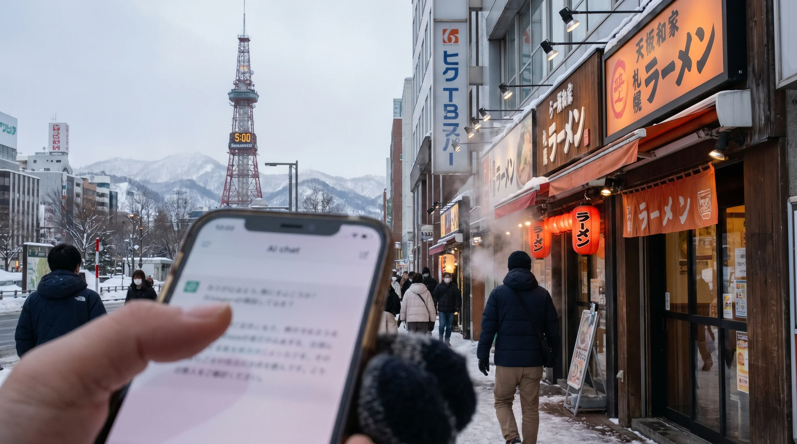 北海道の街並み / 店舗集客のAI検索最適化（AIO）のイメージ