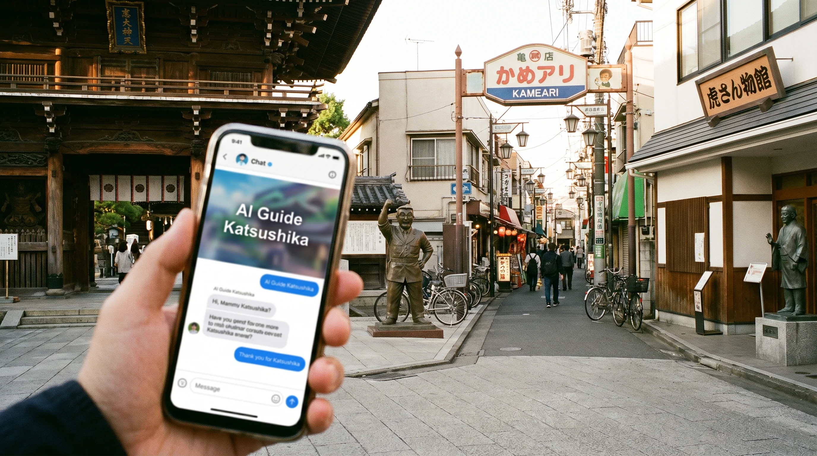 葛飾区の街並み / 店舗集客のAI検索最適化（AIO）のイメージ