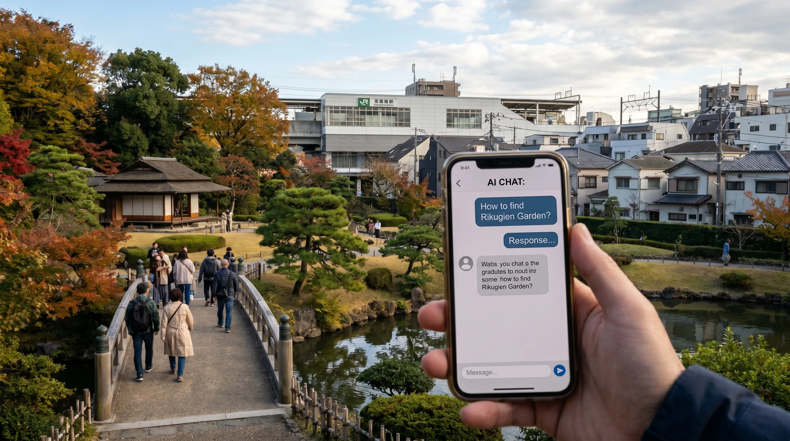 駒込駅の街並み / 店舗集客のAI検索最適化（AIO）のイメージ