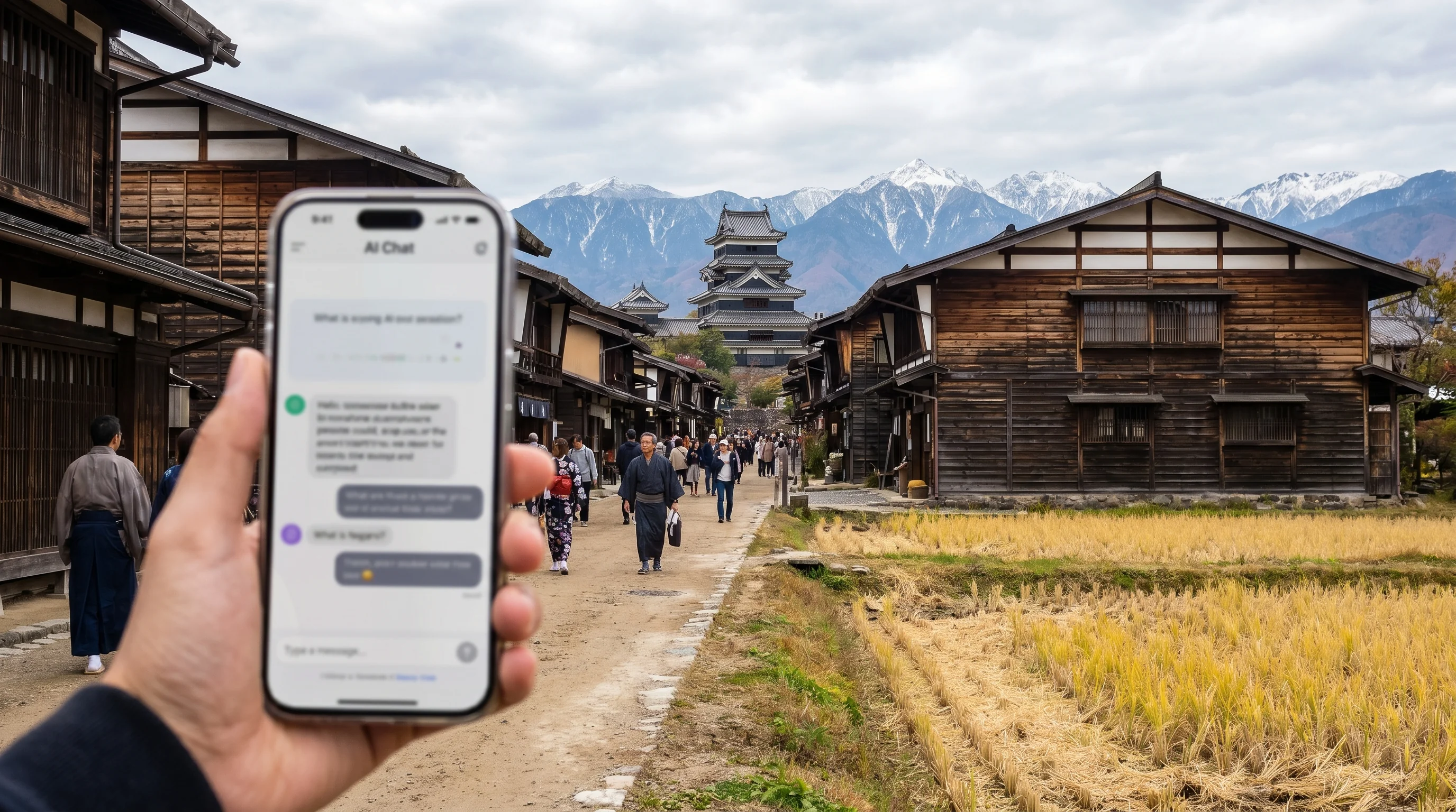 長野県の街並み / 店舗集客のAI検索最適化（AIO）のイメージ