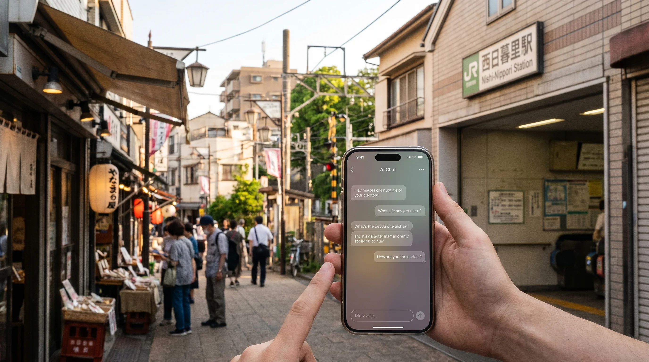 西日暮里駅の街並み / 店舗集客のAI検索最適化（AIO）のイメージ