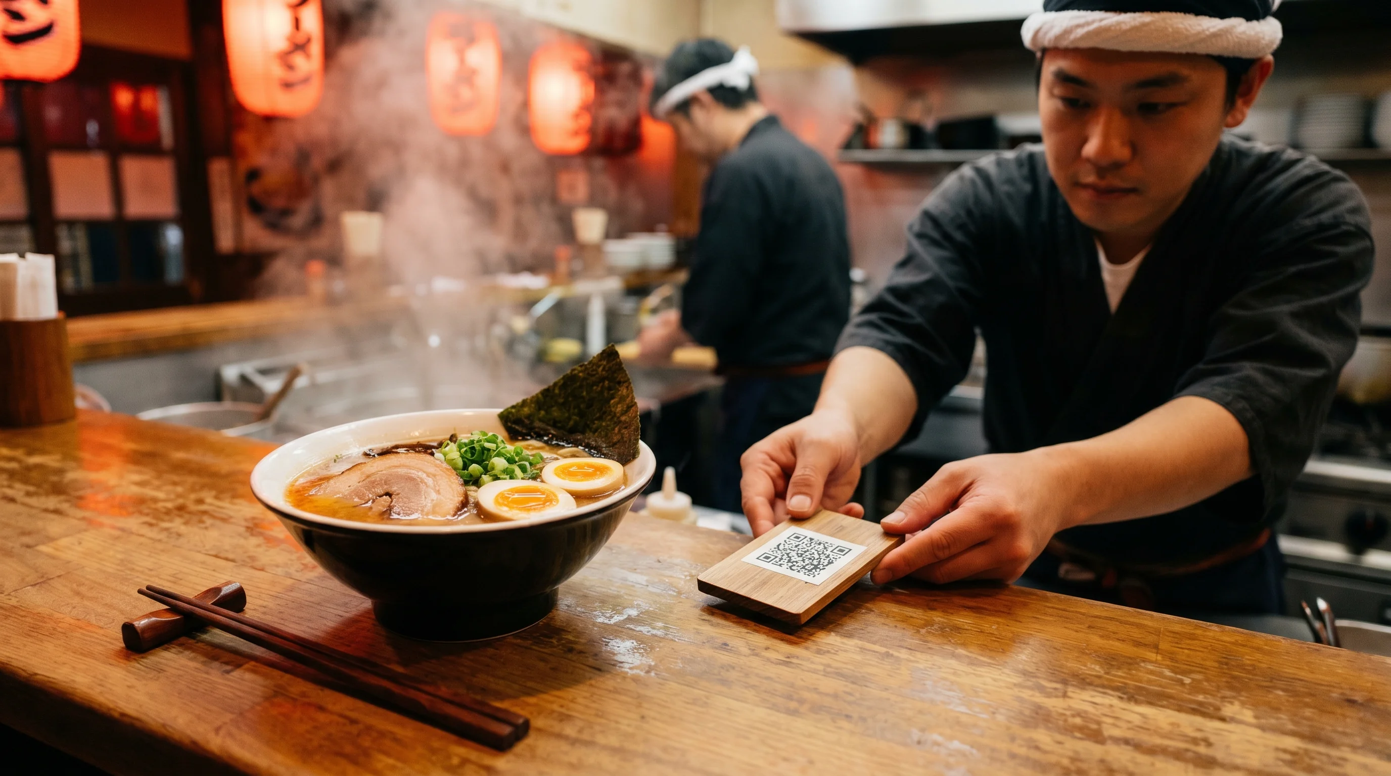 ラーメン屋のGoogle口コミ依頼シーン