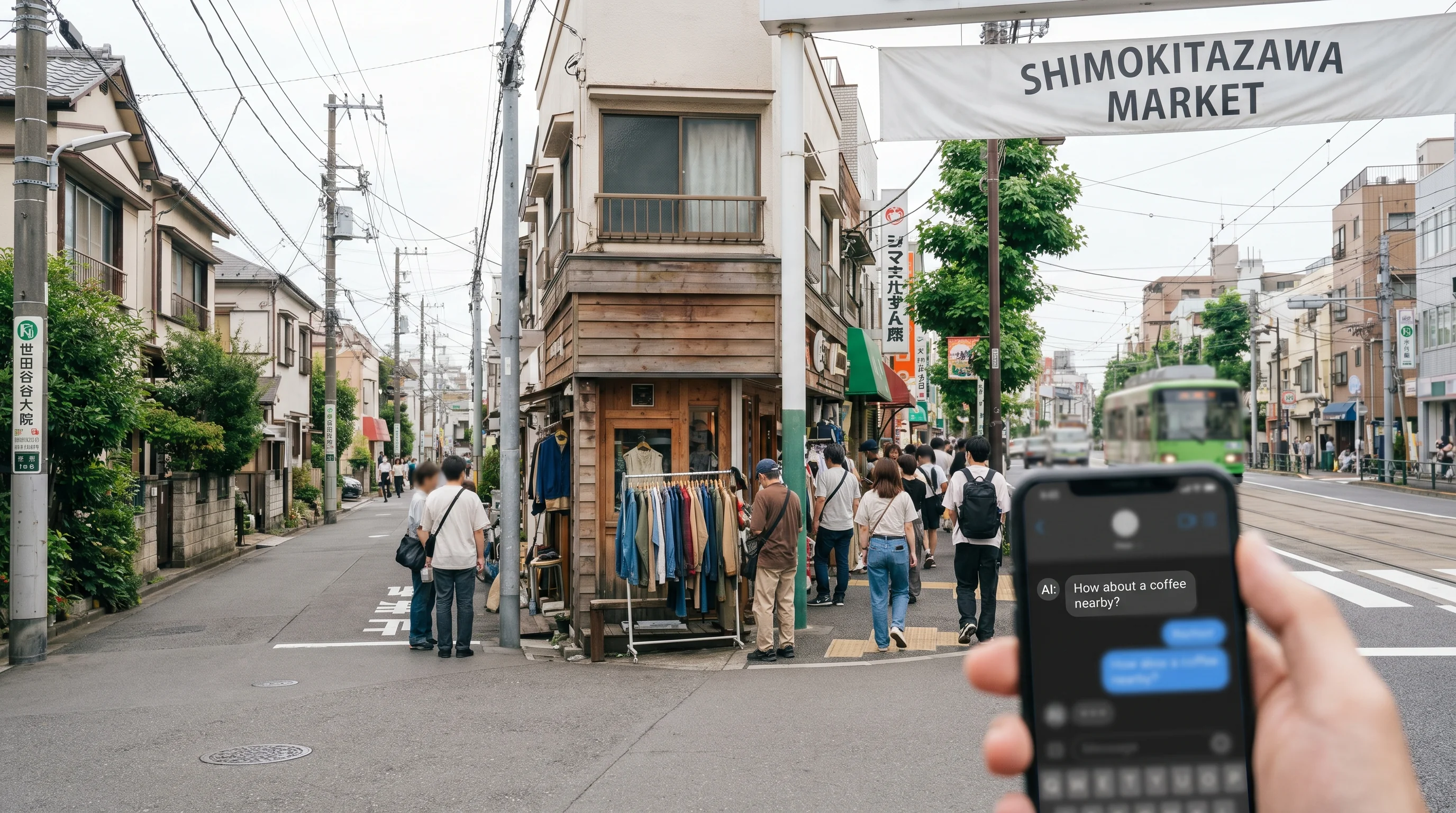 世田谷区の街並み / 店舗集客のAI検索最適化（AIO）のイメージ