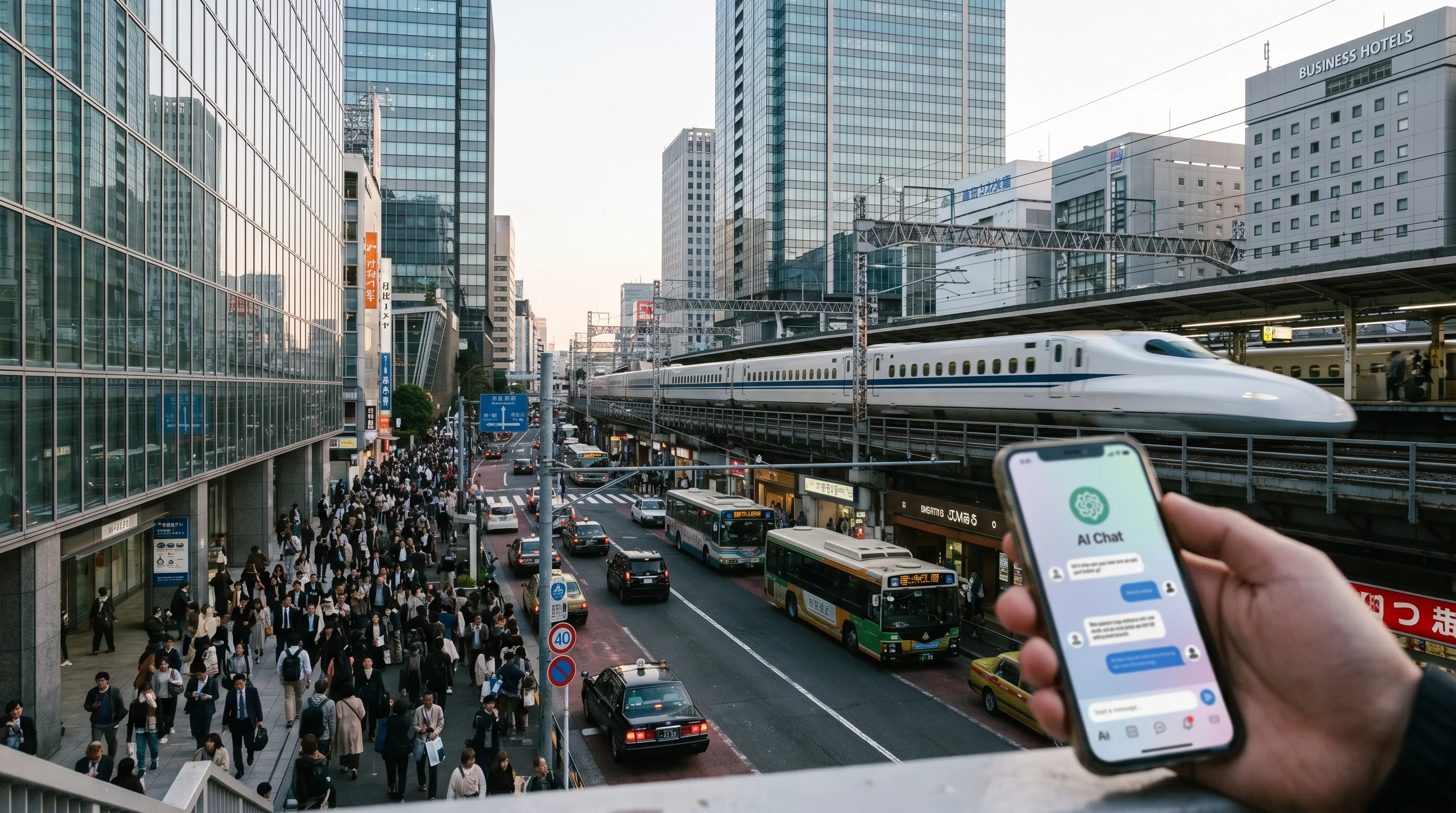 品川駅の街並み / 店舗集客のAI検索最適化（AIO）のイメージ