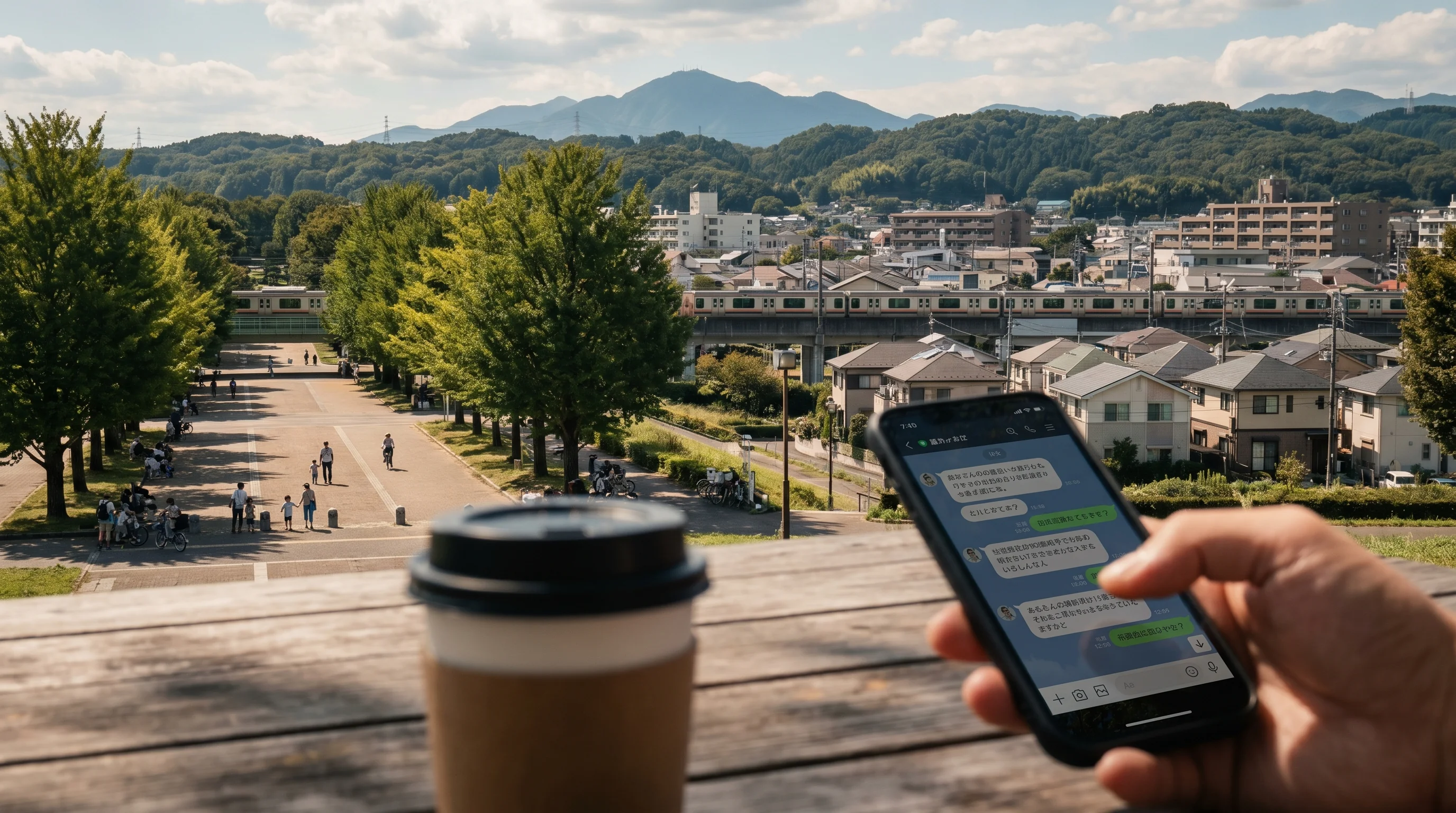 多摩地域（立川・八王子）エリアの街並み / 店舗集客のAI検索最適化（AIO）のイメージ