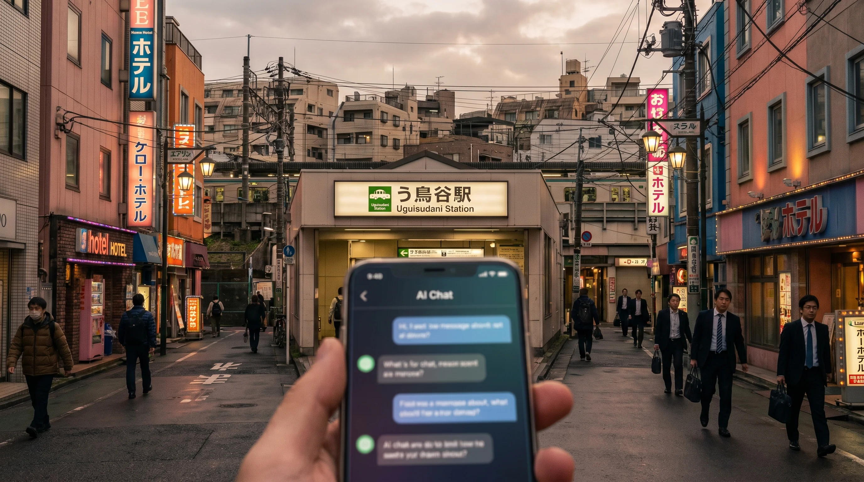 鶯谷駅の街並み / 店舗集客のAI検索最適化（AIO）のイメージ